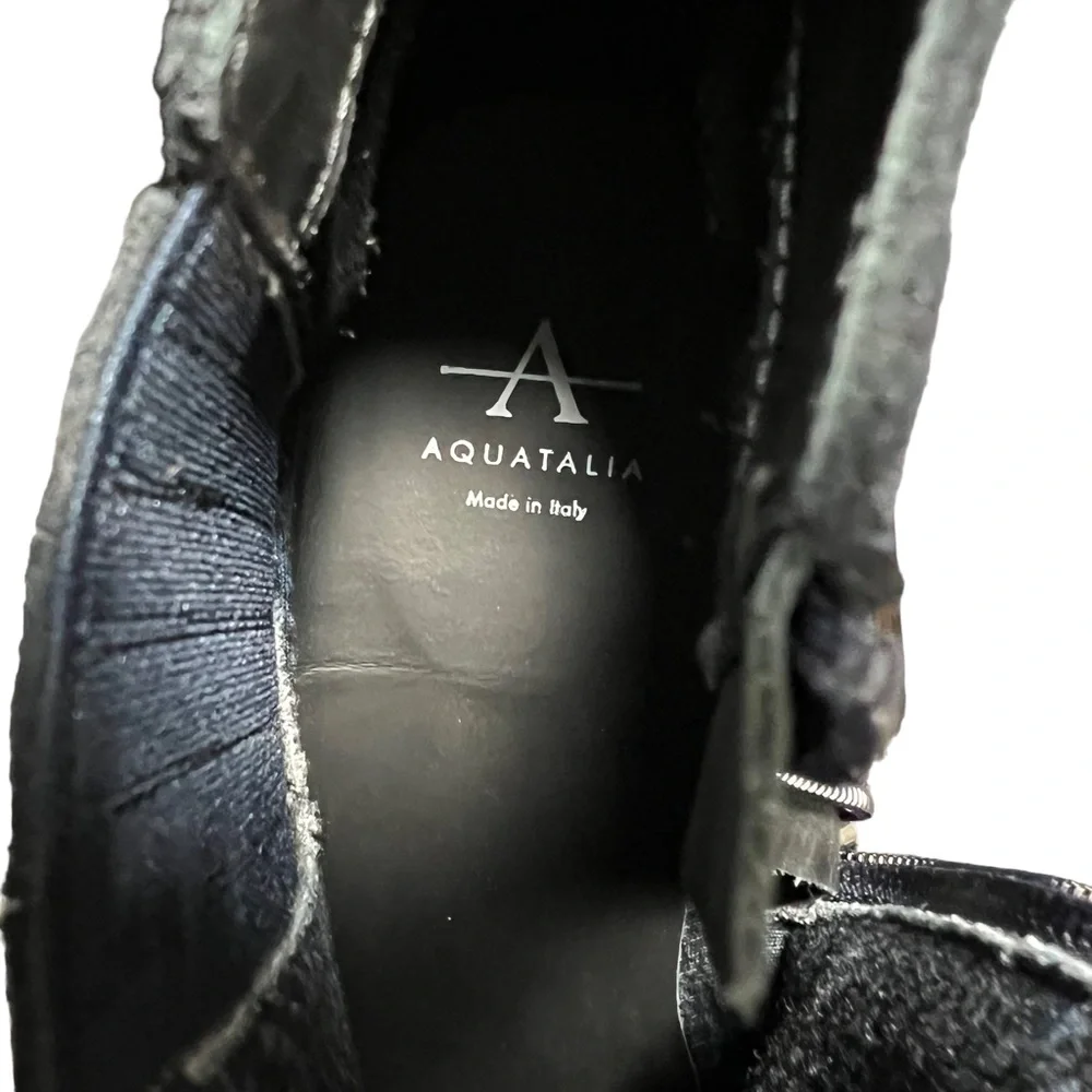 Aquatalia Charlotte 445822 Navy Suede Ankle Booties 7.5M Waterproof NWOB